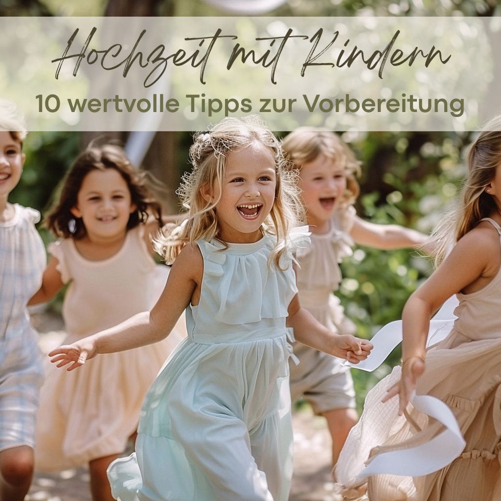 Kinder rennen und lachen auf einer Hochzeitsfeier