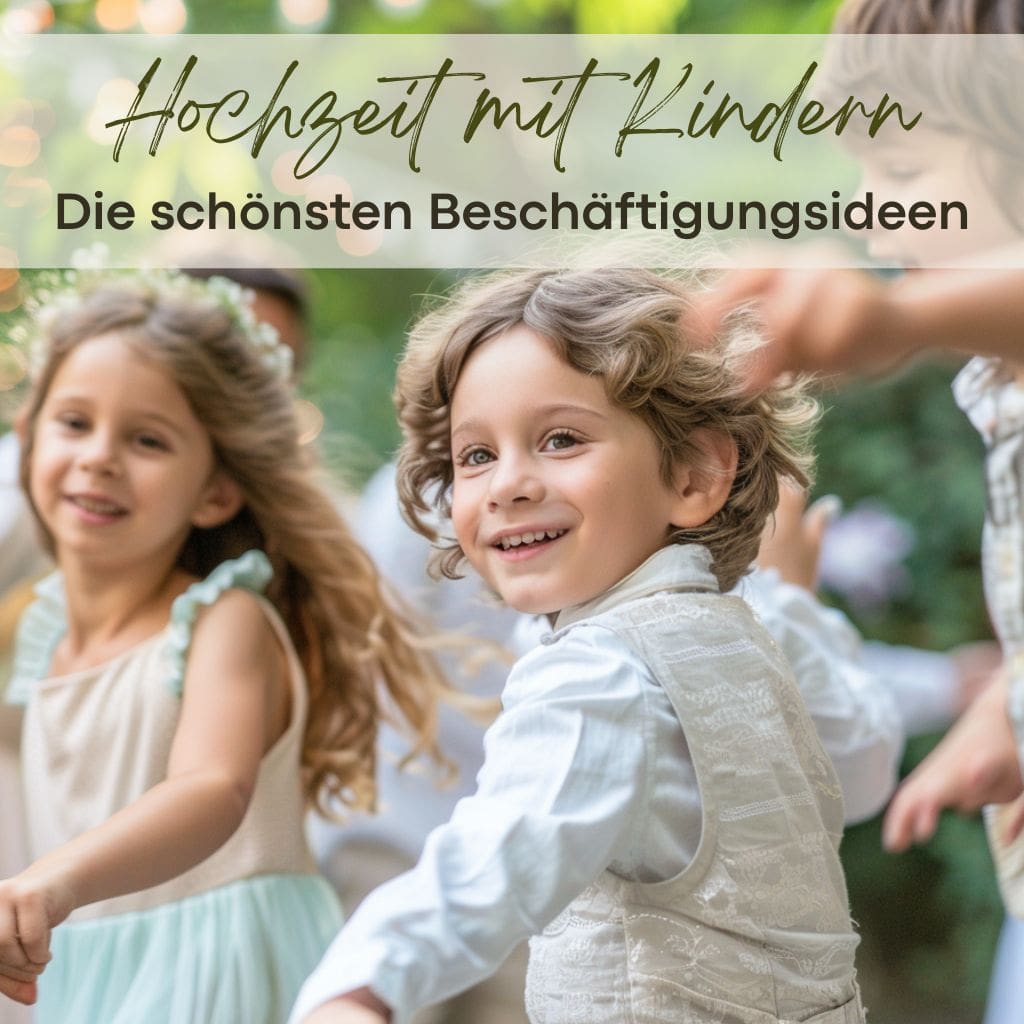 Kinder lachen und tanzen auf einer Hochzeit