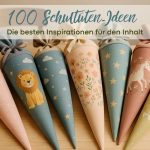 Bunte Schultüten die auf dem Tisch liegen