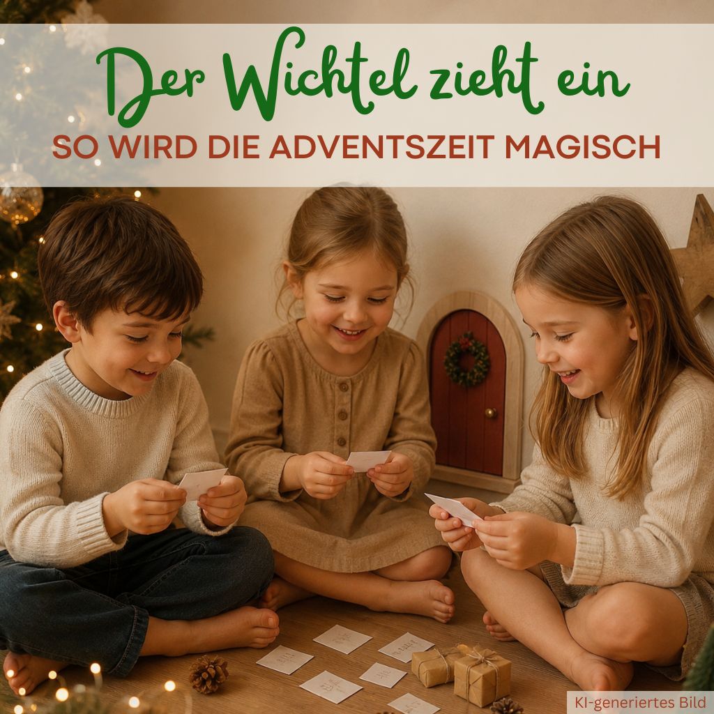 kinder schauen sich wichtelbriefe in der Weihnachtszeit an