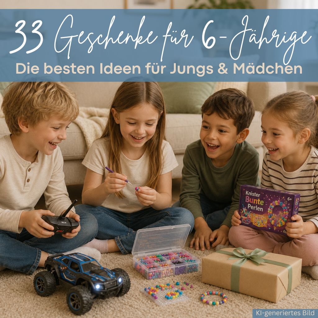 6-Jährige Kinder spielen mit ihren Geschenkideen