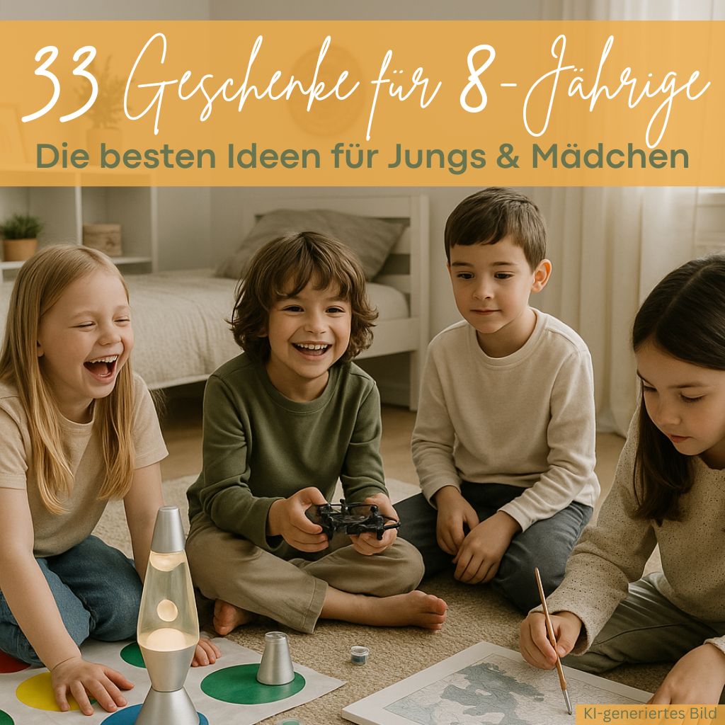 8-Jährige Kinder spielen mit ihren Geschenken