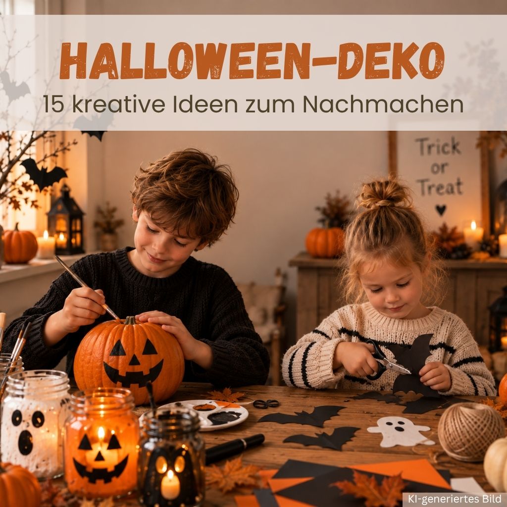 Kinder die Halloween-Deko basteln